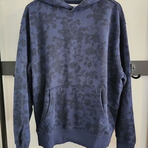 Unisex L Blue Floral Hoodie
